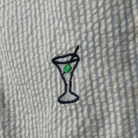 CAstaway CISCO EMBROIDERED SHORT BLUE SEERSUCKER WITH MARTINI - Size 36 - Picture 2 of 6